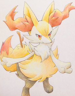 3_fingers 3_toes ambiguous_anthro ambiguous_gender anthro arm_tuft biped black_body black_fur cheek_tuft chest_tuft closed_smile digitigrade dipstick_tail facial_tuft feet fingers flat_chested fluffy fluffy_tail front_view fur high-angle_view hip_tuft inner_ear_fluff looking_at_viewer looking_up looking_up_at_viewer markings mouth_closed multicolored_body multicolored_fur nude_ambiguous nude_anthro object_in_tail orange_body orange_eyes orange_fur orange_inner_ear_fluff orange_nose orange_tail_tip pointy_ears prick_ears shoulder_tuft simple_background smile solo standing stick stick_in_tail tail tail_markings tapering_snout three-quarter_view toes tuft two_tone_tail white_background white_body white_fur yellow_body yellow_fur yellow_tail ska_siyu nintendo pokemon braixen canid generation_6_pokemon mammal pokemon_(species) 2020 colored colored_pencil_(artwork) full-length_portrait graphite_(artwork) hi_res portrait traditional_media_(artwork)