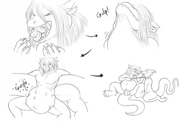 anthro balls belly big_belly bodily_fluids bodily_noises claws collar contextual_arrow different_sound_effects digestion directional_arrow drooling flaccid genitals group hair humanoid_genitalia humanoid_penis leash licking licking_lips licking_own_lips long_hair long_tongue male male/male male_pred male_prey navel nude onomatopoeia open_mouth oral_vore partially_inside penis pupils rumbling_stomach saliva self_lick sequential_arrow slightly_chubby slit_pupils smile sound_effects spread_legs spreading swallowing swallowing_sound_effect tail teeth text toe_claws tongue tongue_out vore kalnareff mythology kalnareff_(character) dragon lizard mythological_creature mythological_scalie reptile scalie 2012 monochrome
