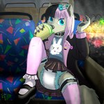 ageplay alternative_fashion anthro black_hair blue_eyes bottomwear clean_diaper clothed clothing diaper female footwear goth gothic_lolita hair infantilism j-fashion legwear lgbt_pride lolita_(fashion) multicolored_hair nonbinary_pride_colors pastel_goth pink_hair pride_colors pride_pin public_transportation roleplay shoes sippy_cup skirt thigh_highs two_tone_hair underwear wearing_diaper cargoweasel mammal 1:1 hi_res nonbinary_(lore)