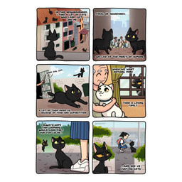 ambiguous_gender duo female feral fur group hair male solo tail text young young_feral kashicats bru_(kashicats) domestic_cat felid feline felis mammal 1:1 digital_media_(artwork) english_text