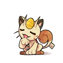ambiguous_gender blush blush_lines brown_body brown_fur brown_markings coin curled_tail eyes_closed fangs feral fur licking markings self_lick simple_background sitting solo tail tan_body tan_fur teeth tongue tongue_out whiskers white_background sunsnak nintendo pokemon felid feline generation_1_pokemon mammal meowth pokemon_(species) 1:1 digital_drawing_(artwork) digital_media_(artwork) hi_res shaded