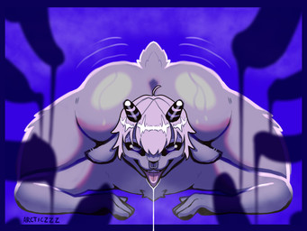 anthro black_sclera bodily_fluids bubble_butt butt drooling faceless_character faceless_male facial_piercing floppy_ears fur genital_fluids genitals group group_sex horizontal_pupils horn imminent_oral imminent_sex male motion_lines multi_genitalia multi_penis musk nose_piercing orgy penis piercing precum pupils saliva septum_piercing sex short_tail steam sweat tail white_body white_fur arcticzzz spins_(arcticzzz) bovid caprine goat mammal absurd_res hi_res