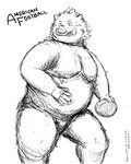 2012 4:5 anthro belly big_belly biped humanoid_hands japanese_text kemono male mammal monochrome moobs overweight overweight_male shimm simple_background sketch solo suid suina sus_(pig) text white_background wild_boar