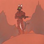 1:1 alien desert fish floofshark great_mother_(setting) gun hi_res johmn_(artist) marine marksman martian military mountain ranged_weapon rifle rifle_scope shark shark_tail sniper_rifle soldier soldier_helmet soldier_uniform streamline_(character) warrior weapon