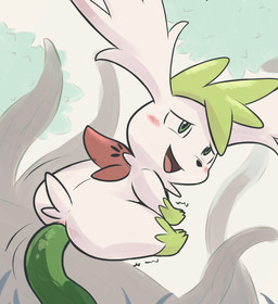 3_toes ambiguous_feral ambiguous_gender ambiguous_penetrated anal anal_penetration anus black_nose blush blush_lines feet feral fur glistening glistening_eyes gloves_(marking) green_body green_eyes green_fur green_tentacles leg_markings looking_pleasured markings multicolored_body multicolored_fur open_mouth open_smile penetration pink_anus quadruped red_body red_fur sex shaking short_tail smile socks_(marking) solo tail tentacle_in_ass tentacle_penetration tentacle_sex tentacles toes tongue tremble_spikes trembling white_body white_fur white_tail mincheeto nintendo pokemon generation_4_pokemon legendary_pokemon pokemon_(species) shaymin sky_forme_shaymin 2026 digital_media_(artwork) hi_res