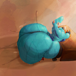 anal_fluids anal_squirt anthro apron apron_only big_butt blue_body bodily_fluids butt butt_focus casual_nudity clothed clothing crafting exposed_butt furniture gape_fart hammer huge_butt hyper hyper_butt male skimpy solo stool sweat sweaty_butt thick_thighs tools voluptuous_male lumiink animal_crossing nintendo cyrus_(animal_crossing) alpaca camelid mammal 1:1 hi_res