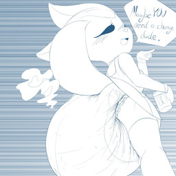 anthro big_diaper breasts clothed clothing diaper drunk feces female huge_diaper soiled_diaper soiling solo stink_fumes substance_intoxication text unclean_diaper used_diaper andeddo3boo aggretsuko sanrio fenneko canid canine fennec_fox fox mammal true_fox 1:1 english_text hi_res