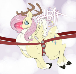 animal_noises antlers bell bell_harness black_hooves blue_eyes brown_antlers cutie_mark female feral fluffy fluffy_chest fur glowing glowing_nose hair harness hooves horn hypnosis implied_transformation jingle_bell jingle_bell_harness leg_markings long_hair looking_at_viewer markings mind_control onomatopoeia open_mouth pink_hair pink_nose reins scut_tail short_tail socks_(marking) solo sound_effects spiral spiral_eyes spots spotted_body spotted_markings spotted_tail tail tail_markings teeth text white_body white_fur white_inner_ear wings yellow_body yellow_ears yellow_fur yellow_wings maynara friendship_is_magic hasbro my_little_pony fluttershy_(mlp) deer hybrid mammal 2025 english_text hi_res signature