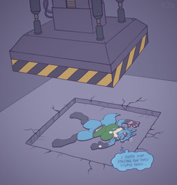 anthro big_breasts blue_body breasts clothing dialogue female fingerpads flattened green_clothing green_hoodie green_topwear hoodie hydraulic_press lying on_back open_mouth pawpads smile solo speech_bubble spiral spiral_eyes tail text topwear keffotin nintendo pokemon jaycardo generation_4_pokemon lucario pokemon_(species) 2022 digital_media_(artwork) english_text hi_res