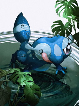 ambiguous_gender blue_body feral markings one_eye_closed plant purple_eyes ripples solo sprawling_gait striped_markings stripes tail tongue tongue_out water water_droplets mmocc123 nintendo pokemon pokemon_winds_and_waves gecqua generation_10_pokemon lizard pokemon_(species) reptile scalie 2026 3:4 hi_res