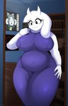 anthro belly_outline big_breasts breasts cellphone clothing curvy_figure dress electronics female fur hand_on_hip holding_cellphone holding_object holding_phone mature_female mirror navel_outline nipple_outline phone potbelly reflection selfie solo thick_thighs tight_clothing tight_dress voluptuous white_body white_fur wide_hipped_female wide_hips foxsuo undertale undertale_(series) toriel boss_monster_(undertale) bovid caprine mammal absurd_res hi_res