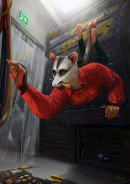 4_toes 5_fingers anthro brown_eyes clothed clothing computer electronics feet fingers internet male osha_violation solo toes wire working alsares stefan_vorell american_opossum mammal marsupial virginia_opossum 2019 digital_media_(artwork) digital_painting_(artwork) hi_res painting_(artwork)