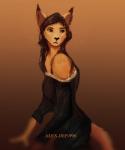 anthro biped breasts brown_eyes clothed clothing ear_piercing female fur hair open_mouth piercing side_view simple_background solo standing whiskers alex-dep-998 felid feline felis mammal digital_media_(artwork) half-length_portrait portrait