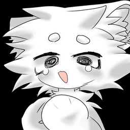 ambiguous_gender bodily_fluids crying feral fur monotone_body monotone_fur open_mouth solo tears toony white_body white_fur yuwuyu yiyi 1:1 spot_color