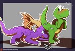 animal_genitalia anthro blush claws dialogue duo erection fangs feral genitals green_body horn male male/male membrane_(anatomy) membranous_wings nude patreon_logo penis purple_body smile speech_bubble tail teeth text tongue tongue_out wings vitrex activision croc_(series) european_mythology mythology patreon spyro_the_dragon croc_(croc) spyro crocodile crocodilian dragon mythological_creature mythological_scalie reptile scalie western_dragon crossover digital_media_(artwork) english_text url