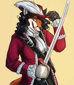 anthro black_bottomwear black_clothing black_hair black_topwear blue_eyes bottomwear clothed clothing coat fur hair hat headgear headwear holding_melee_weapon holding_object holding_sword holding_weapon licking licking_lips licking_own_lips long_hair looking_at_viewer male male_anthro melee_weapon open_mouth open_smile orange_body orange_fur red_clothing red_coat red_hat red_headwear red_topwear ring_(jewelry) simple_background smile solo standing sword tan_background tongue tongue_out topwear weapon white_body white_fur solaxe_(artist) canid canine fox mammal half-length_portrait portrait