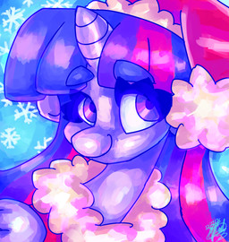 christmas_clothing christmas_headwear clothing costume female feral hat headgear headwear holidays horn looking_at_viewer santa_costume santa_hat smile smiling_at_viewer snowflake solo mannybcadavera christmas friendship_is_magic hasbro my_little_pony mythology twilight_sparkle_(mlp) equid equine mammal mythological_creature mythological_equine unicorn absurd_res headshot_portrait hi_res portrait