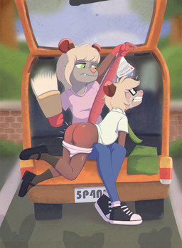 age_difference angry anthro being_watched bodily_fluids butt_slap car clothing corporal_punishment crying discipline duo eyewear female glasses green_eyes humiliation looking_at_another on_knee on_lap otk paddle paddling parenting public public_exposure public_humiliation punishment raised_tail school school_uniform slap spank_marks spanked_butt spanking spanking_paddle tail tail_grab tears uniform vehicle young young_female younger_female sqwek sherrika american_opossum mammal marsupial virginia_opossum hi_res daughter_(lore) mother_(lore) mother_and_child_(lore) mother_and_daughter_(lore) parent_(lore) parent_and_child_(lore) parent_and_daughter_(lore)