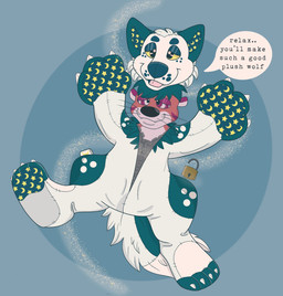 anthro asking asking_another clothing command command_to_relax costume dialogue fursuit hypnosis locked male mind_control plushification plushsuit solo species_in_dialogue speech_bubble talking_to_another text transformation mythology tako_(character) canid canine mammal mustelid mythological_canine mythological_creature otter werecanid werecanine werecreature werewolf english_text hi_res