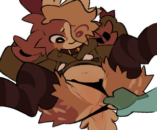 ambiguous_gender anthro brown_body brown_fur clothing clothing_aside collar countershading disembodied_hand duo featureless_crotch fur hair hair_over_eye hoodie legwear null panties panties_aside pattern_clothing pattern_legwear pattern_thigh_highs short_tail simple_background striped_clothing striped_legwear striped_thigh_highs stripes tail thigh_highs topwear underwear underwear_aside ruedeath rowan_(ruedeath) bovid caprine goat mammal 2024