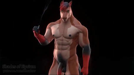 advertisement anthro balls black_background cigarette flaccid flashing_light genitals gun hooves humanoid_genitalia humanoid_penis male muscular muscular_male nipples nude nude_anthro nude_male penis ranged_weapon simple_background solo user_interface weapon epilepsy_warning khralzar shades_of_elysium equid equine horse mammal 16:9 3d_(artwork) 3d_animation animated colored digital_media_(artwork) hi_res no_sound promotional_material short_playtime video widescreen