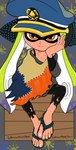 clothing electronics exposed_feet eye_mask eyemask eyewear feet female flip_flops footwear green_hair hair hat headgear headphones headwear legwear orange_eyes pseudo_hair sandals shoes solo tentacle_hair tentacles text tights toes torn_clothing azure_(star) nintendo splatoon twitter agent_3_(splatoon) inkling_girl kaori_(splatoon) animal_humanoid cephalopod cephalopod_humanoid humanoid inkling marine marine_humanoid mollusk mollusk_humanoid hi_res url