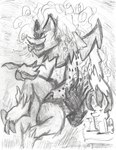 ambiguous_gender anthro big_hair claws curled_hair duo female genitals gesture hair hand_gesture hand_on_another's_head nipples open_mouth pointing pussy sitting smile spitting spread_legs spreading tail quasar_nebula nintendo pokemon canid canine canis generation_5_pokemon mammal pokemon_(species) wolf zoroark 2023 dated graphite_(artwork) hi_res monochrome traditional_media_(artwork)