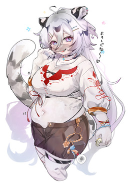 5_fingers ahoge anthro belly big_breasts biped black_bottomwear black_clothing black_ears black_hair black_shorts blush blush_lines bottomwear bracelet breasts cleavage clothed clothing dialogue ear_piercing ear_ring eyelashes fangs female female_anthro fingers front_view fully_clothed fur grey_body grey_fur grey_stripes grey_tail hair heart_after_text heart_symbol holding_object humanoid_hands jewelry kemono legband long_hair looking_at_viewer multicolored_body multicolored_ears multicolored_fur multicolored_hair navel necklace nipple_outline open_mouth open_smile piercing pink_eyes ring_piercing sharp_teeth shirt shorts simple_background slightly_chubby slightly_chubby_anthro slightly_chubby_female smile solo standing striped_body striped_fur stripes tail teeth text thighband three-quarter_view topwear two_tone_body two_tone_ears two_tone_fur two_tone_hair two_tone_tail unbuttoned veil white_background white_body white_clothing white_ears white_fur white_hair white_inner_ear white_shirt white_tail white_topwear ori_dak mahjong_soul hannah_(mahjong_soul) felid mammal pantherine tiger 2023 absurd_res colored digital_media_(artwork) hi_res japanese_text portrait shaded three-quarter_portrait
