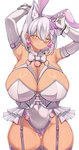 5danny1206 absurd_res animal_humanoid big_breasts biped breasts clothing ear_piercing female hair hi_res huge_breasts humanoid legwear lingerie looking_at_viewer piercing pupils silver_hair smile solo thick_thighs thigh_highs