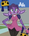 ambiguous_gender anthro clothed clothing cosplay female green_eyes group hair half-closed_eyes jacket long_ears looking_at_viewer machine multicolored_body narrowed_eyes open_mouth purple_body topwear trio two_tone_body wide_eyed gglloooopp capcom five_nights_at_freddy's mega_man_(series) scottgames bonnie_(fnaf) tron_bonne animatronic lagomorph leporid mammal rabbit robot servbot 2021 4:5 crossover digital_media_(artwork) hi_res