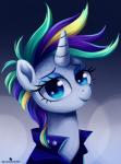 alternate_hairstyle blue_eyes blue_eyeshadow clothed clothing eyelashes eyeshadow female hair horn looking_at_viewer makeup multicolored_hair smile solo verawitch friendship_is_magic hasbro my_little_pony mythology raripunk rarity_(mlp) equid equine mammal mythological_creature mythological_equine unicorn 2017