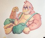 anthro cum_play male masturbation muscular muscular_male nude solo rinrin28 donkey_kong_(series) nintendo donkey_kong_(character) ape gorilla haplorhine mammal primate hi_res painting_(artwork) watercolor_(artwork)