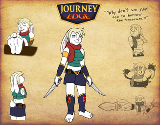 5_toes anthro armband armor barefoot bdsm bondage bottomwear bound bracers breasts clothed clothing dagger fantasy feet female foot_focus greaves hands_behind_back humanoid_feet hypnosis knife melee_weapon mind_control plant plantigrade restrained restraints rope scarf skimpy skirt soles solo text thief tight_clothing toe_restraints toes vine_bondage vines weapon irkingir sammy_(irkingir) humanoid lagomorph leporid mammal rabbit english_text hi_res