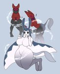 anthro big_breasts black_body black_eyes black_fur blue_body breast_growth breasts colored crizostar expansion female fur gender_transformation generation_2_pokemon growth happy hi_res male mantine mtf_transformation nintendo pokemon pokemon_(species) potion purple_eyes red_body red_fur sequence smile solo species_transformation surprised_expression thick_thighs thigh_expansion transformation white_body wickerbeast
