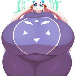 anthro bell bell_accessory belly big_belly big_breasts black_eyebrows blue_eyes blue_horn breasts clothed clothing cosplay crossover_cosplay dress eyebrows eyelashes eyewear female fingers front_view fur glasses horn huge_belly huge_breasts huge_thighs hyper hyper_breasts looking_at_viewer obese obese_anthro obese_female overweight overweight_anthro overweight_female pink_clothing pink_eyewear pink_glasses pink_inner_ear pink_robe robe simple_background smile smiling_at_viewer solo thick_thighs tight_clothing white_background white_body white_ears white_fur hidenafox ambient_among_us atlyss mythology undertale_(series) ambient_crewmate_(among_us) angela_flux toriel hybrid kubold_(atlyss) lagomorph mammal mythological_creature mythological_scalie oathkin_(atlyss) poon_(atlyss) scalie 1:1 2026 absurd_res colored crossover digital_media_(artwork) hi_res portrait shaded three-quarter_portrait