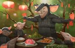 ambiguous_gender anthro bean biped black_clothing bone chinese_food clothing food furniture green_background group holding_object lamp lantern meat noodles pancake paper_lantern plate red_envelope simple_background smile table whiskers white_whiskers jenn_ravenna chinese_zodiac hasbro magic:_the_gathering wizards_of_the_coast year_of_the_rat mammal murid murine rat rodent 2020 absurd_res hi_res huge_filesize official_art
