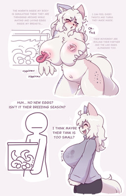4_fingers ahoge anthro anthro_penetrated areola arm_tuft belly_tuft big_areola big_breasts big_nipples black_body black_nose blush bodily_fluids breast_fondling breast_play breasts brown_body brown_fur claws clothing container cute_fangs dialogue different_colored_ears duo egg eye_through_hair eyebrow_through_hair eyebrows eyewear facial_tuft fangs female female_anthro female_penetrated finger_claws fingers flying_sweatdrops fondling freckled_arms freckled_face freckled_legs freckled_thighs freckles fur gaping gaping_nipples glass glass_container glasses grey_body grey_clothing grey_fur grey_sweater grey_topwear hair hand_on_breast hand_tuft holding_object huge_breasts infestation inner_ear_fluff inverted_nipples long_hair looking_pleasured motion_lines multicolored_body multicolored_fur narrowed_eyes navel nipple_dip nipple_fetish nipple_penetration nipple_play nipples nude nude_anthro nude_female one_eye_closed open_mouth outie_navel parasite penetration pink_background pink_nipples pink_tentacles profanity round_glasses shoulder_tuft simple_background slightly_chubby slightly_chubby_female spot_freckles spots spotted_arms spotted_ears spotted_legs spotted_thighs sweat sweatdrop sweater tail tears teeth tentacle_in_nipple tentacle_penetration tentacles text thick_tail thick_thighs topwear translucent translucent_hair tuft white_body white_eyebrows white_fur white_hair white_tail dense_ink felid humanoid mammal pantherine snow_leopard comic english_text hi_res