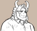 anthro clothed clothing crown facial_hair flower hair headgear horn male plant simple_background smile solo dynogreeno undertale_(series) asgore_dreemurr bovid caprine goat mammal hi_res