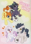 ball bano_akira black_hair blue_eyes brown_hair cutie_mark earth_pony equid equine female feral group hair hasbro hi_res horse male mammal multicolored_hair my_little_pony open_mouth pony purple_eyes quadruped red_eyes red_hair rope soccer_ball tail white_hair y2k_(graphic_design) yellow_eyes