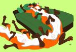 12_legs 2_heads 4_arms balls bed conjoined furniture genitals long_body male multi_arm multi_head multi_leg multi_limb multifur occasionaleffect sleeping solo why kobi_lacroix canid canid_taur canine canine_taur fox fox_taur hybrid long_taur mammal mammal_taur procyonid raccoon taur