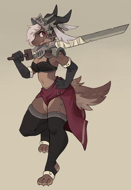 3_toes 4_fingers anthro armwear biped bra breasts brown_body brown_fur brown_tail claws clothed clothing elbow_gloves feet female fingers footwear fur garter_straps gloves hair handwear horn legwear looking_at_viewer melee_weapon multicolored_body multicolored_fur navel non-mammal_breasts pose red_eyes socks solo standing stirrup_socks stockings sword tail thigh_highs toes two_tone_body two_tone_fur underwear weapon white_hair retros mythology dragon furred_dragon furred_scalie mythological_creature mythological_scalie scalie 2019 digital_media_(artwork) hi_res