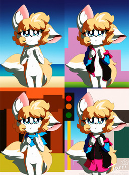 anthro bottomless clothed clothing female hoodie looking_at_viewer nude open_clothing open_hoodie open_topwear partially_clothed standing topwear wardrobe canid canine fox mammal