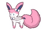 blush blush_lines chibi female feral fluffy fluffy_tail solo tail aurorasylveon nintendo pokemon aurora_sylveon eeveelution generation_6_pokemon pokemon_(species) sylveon 3:2