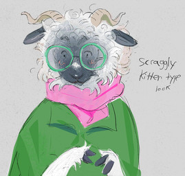 anthro blush clothed clothed_anthro clothing countershade_face countershading eyewear fluffy glasses green_eyewear green_glasses grey_background hooves horn male male_anthro pink_scarf scarf simple_background snout solo hoofpeet deltarune undertale_(series) ralsei bovid caprine goat mammal 2025 portrait