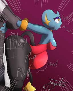 ahegao ambiguous_penetration anthro arm_grab arm_pull balls bell bell_collar big_butt big_penis blue_body bodily_fluids bodily_noises bracelet breasts butt butt_squish clothed clothed_sex clothing collar contact_onomatopoeia cum cum_inflation cum_inside cum_on_leg derived_sound_effect dialogue different_sound_effects duo excessive_cum excessive_genital_fluids facial_tuft female female_focus female_penetrated from_behind_position genital_fluids genitals glorp gradient_background half-closed_eyes head_tuft huge_penis impact_onomatopoeia inflation jewelry leotard looking_pleasured looking_up male male/female male_penetrating male_penetrating_female mostly_offscreen_character motion_lines narrowed_eyes onomatopoeia open_mouth penetration penile penis plap prison_guard_position questionable_consent red_clothing red_leotard sex simple_background skimpy solo_focus sound_effects squish standing text thick_thighs thrusting tongue tongue_out tuft wide_hips gazaster nintendo pokemon aggron felid generation_3_pokemon generation_4_pokemon mammal pokemon_(species) shinx 4:5 absurd_res digital_media_(artwork) english_text hi_res signature