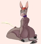 anthro big_butt bodily_fluids butt collar cum erection genital_fluids genitals hair jewelry looking_at_viewer male nude orange_hair penis piercing purple_collar smile solo thick_thighs tongue tongue_out cherryfox73 illie_(cherryfox73) asinus donkey equid equine mammal absurd_res hi_res