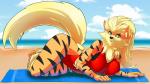 16:9 2019 4k absurd_res anthro anthrofied arcanine arcee_(unicorn_lord) beach big_breasts breasts canid canine canis clothed clothing curvy_figure digital_media_(artwork) domestic_dog female fur generation_1_pokemon hair hi_res long_hair looking_at_viewer mammal nintendo oldman_artist one-piece_swimsuit outside pokemon pokemon_(species) pokemorph seaside sky solo swimwear thick_thighs water wide_hips widescreen