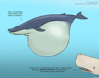 after_vore belly big_belly blue_body blue_fin dialogue feral feral_pred talking_feral text underwater vore water white_body tarrangor aquatic baleen_whale cetacean mammal sperm_whale toothed_whale whale 2021 english_text url