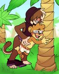 abdominal_bulge anal anal_penetration big_dom_small_sub bodily_fluids clothed clothing dominant duo eyewear glasses male male/male partially_clothed penetration plant saliva size_difference tree tommybunz bear haplorhine mammal monkey primate 2021 4:5 animated loop short_playtime