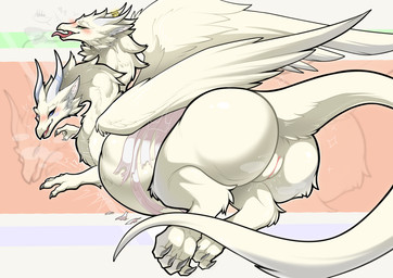 2_heads 2_horns 4_toes anus bandage bandaged_body belly belly_focus beverage big_belly big_butt blue_eyes blush bodily_fluids butt butt_focus claws digestion digestion_noises digitigrade enjoying feathered_wings feathers feet female feral finger_claws fur genital_fluids genitals green_eyes horn horn_jewelry horn_ring huge_belly huge_butt jewelry looking_pleasured lying multi_head open_mouth paws red_blush red_vulva ring_(jewelry) shy simple_background smile solo spread_wings squirming tea text toe_claws toes tongue tongue_out vaginal_fluids vore vulva wings unknown_artist european_mythology greek_mythology mythology fnly_fez dragon furred_dragon furred_scalie hydra mythological_creature mythological_scalie scalie western_dragon 4:3 absurd_res english_text hi_res